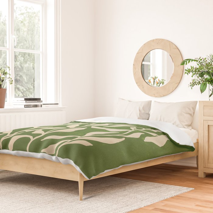 Olive Green Leaves: Mid Century Edition Duvet Cover Gallery Image 2