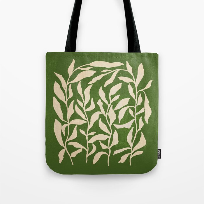 Olive Green Leaves: Mid Century Edition Tote Bag Gallery Image 1
