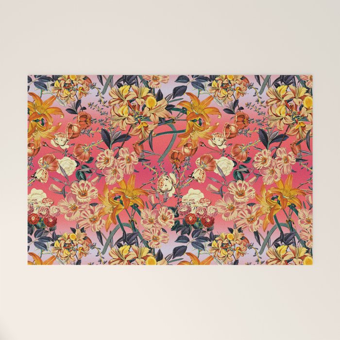 Multicolor Summer Floral Pattern Welcome Mat Gallery Image 1