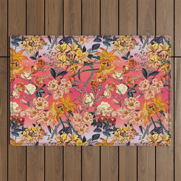 Multicolor Summer Floral Pattern Outdoor Rug Gallery Image 1