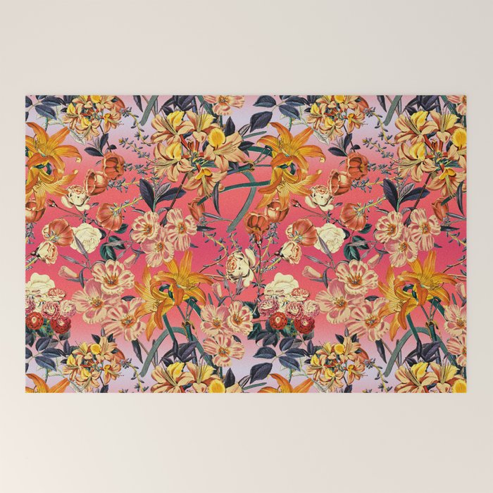 Multicolor Summer Floral Pattern Welcome Mat Gallery Image 2