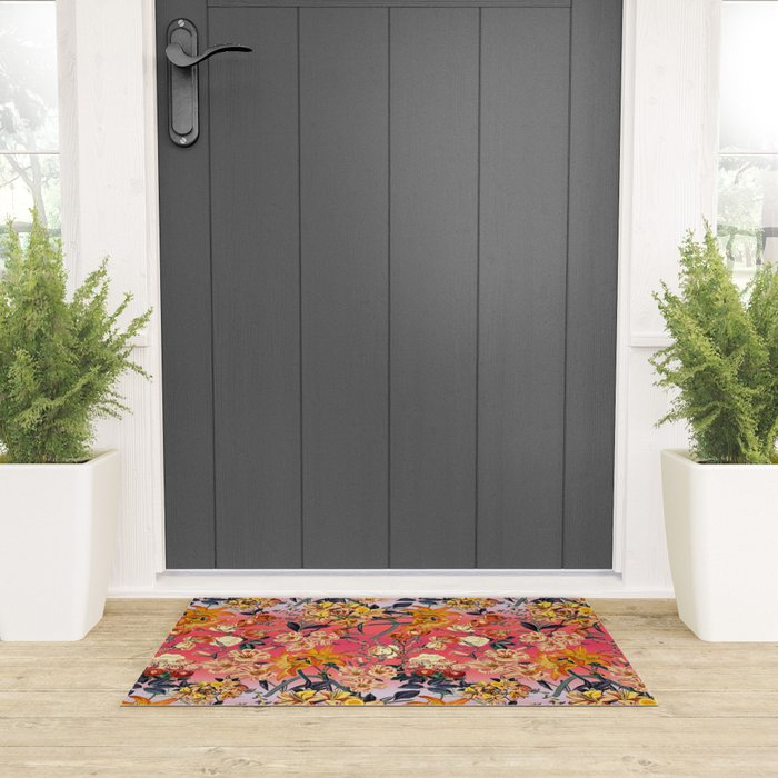 Multicolor Summer Floral Pattern Welcome Mat Gallery Image 3