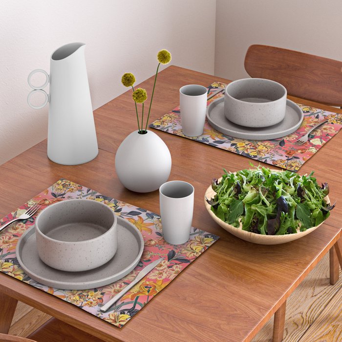 Multicolor Summer Floral Pattern Placemat Gallery Image 2