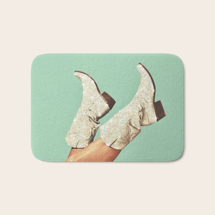 These Boots - Glitter Teal Green Bath Mat Gallery Image 1