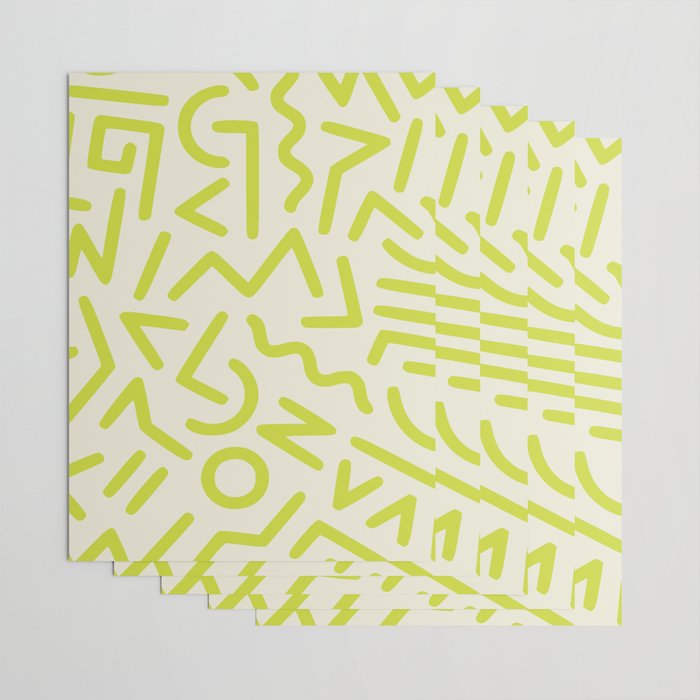 Chartreuse abstract line art 16 Wrapping Paper Gallery Image 3