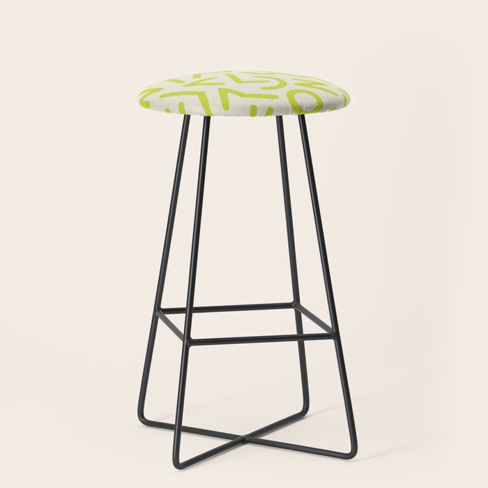 Chartreuse abstract line art 16 Stool Gallery Image 1