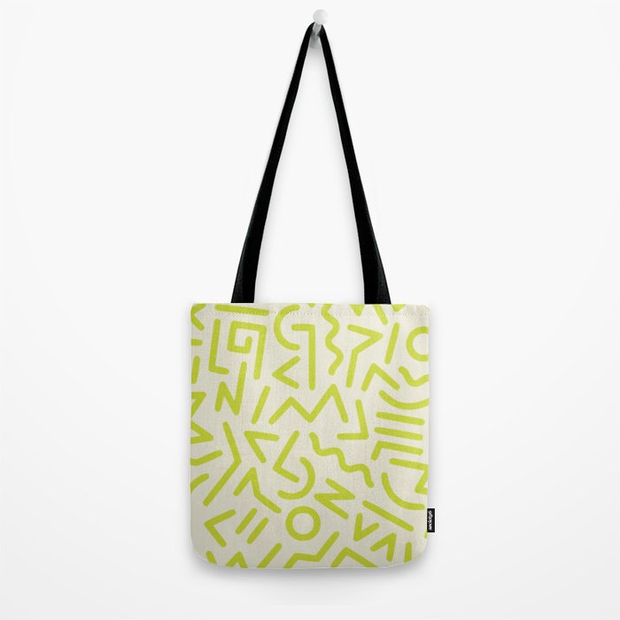 Chartreuse abstract line art 16 Tote Bag Gallery Image 2