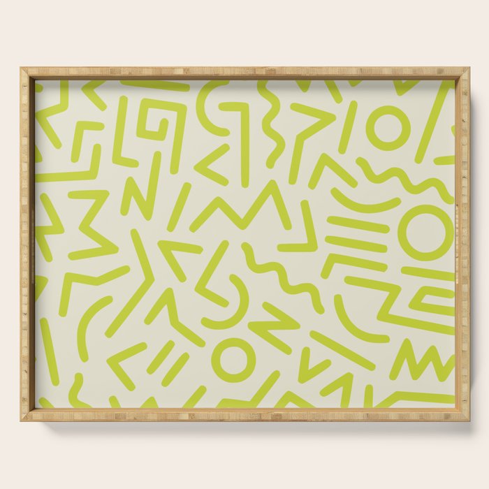 Chartreuse abstract line art 16 Serving Tray Gallery Image 1