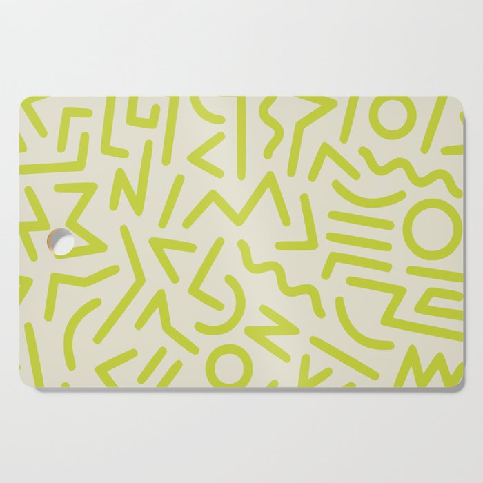 Chartreuse abstract line art 16 Cutting Board Gallery Image 1