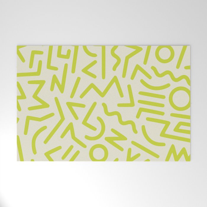 Chartreuse abstract line art 16 Welcome Mat Gallery Image 1