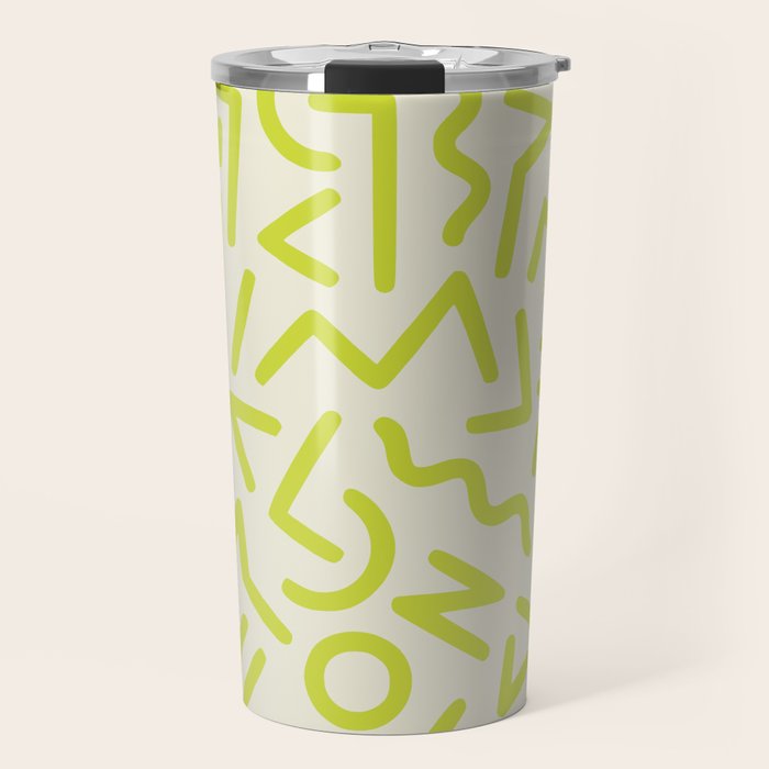 Chartreuse abstract line art 16 Travel Mug Gallery Image 1