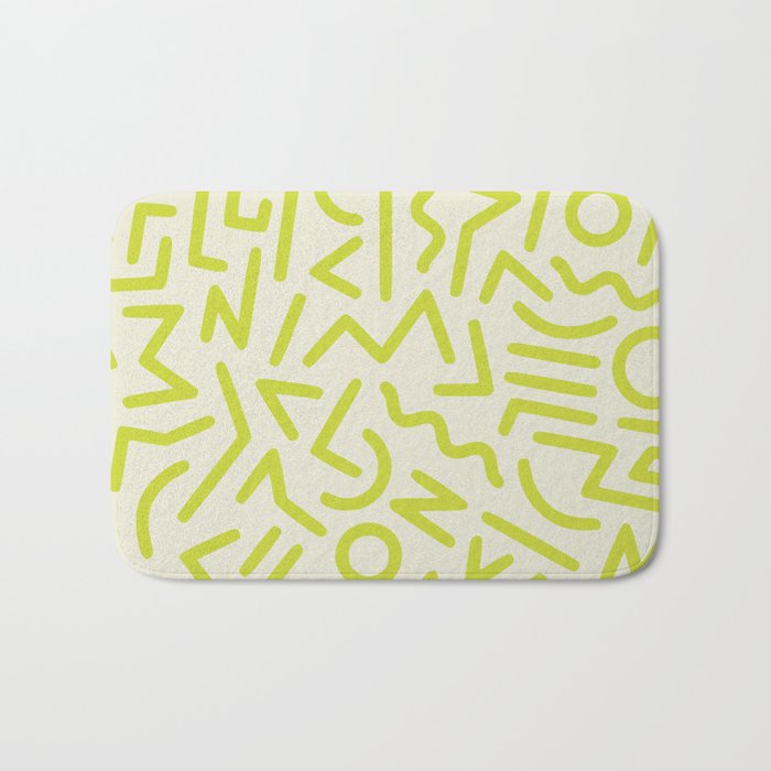 Chartreuse abstract line art 16 Bath Mat Gallery Image 1