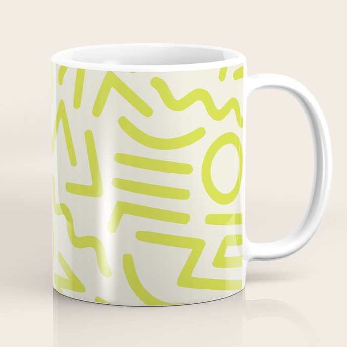 Chartreuse abstract line art 16 Coffee Mug Gallery Image 1