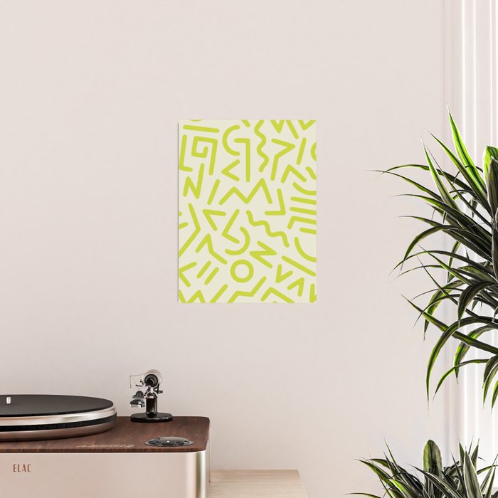Chartreuse abstract line art 16 Poster Gallery Image 2