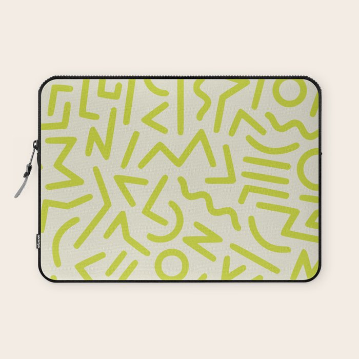 Chartreuse abstract line art 16 Laptop Sleeve Gallery Image 1