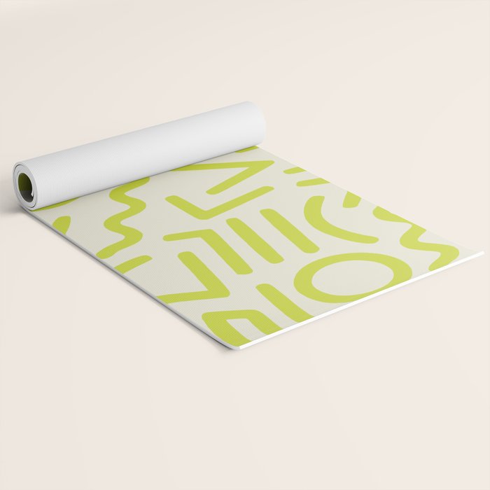 Chartreuse abstract line art 16 Yoga Mat Gallery Image 2