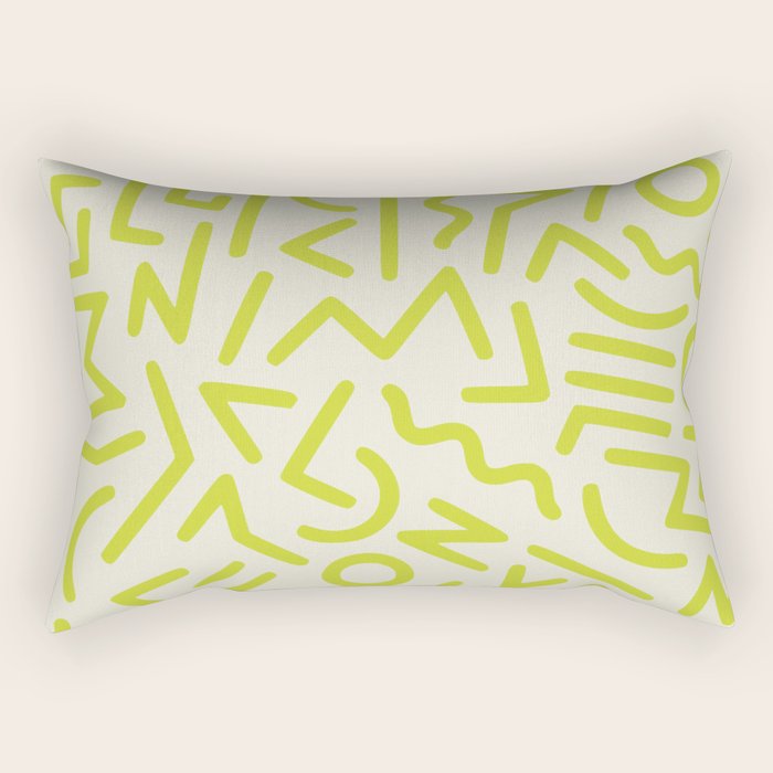 Chartreuse abstract line art 16 Rectangular Pillow Gallery Image 1