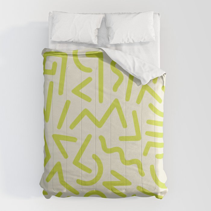 Chartreuse abstract line art 16 Comforter Gallery Image 6