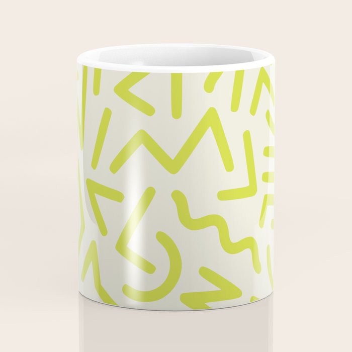 Chartreuse abstract line art 16 Coffee Mug Gallery Image 4