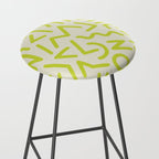 Chartreuse abstract line art 16 Stool Gallery Image 2