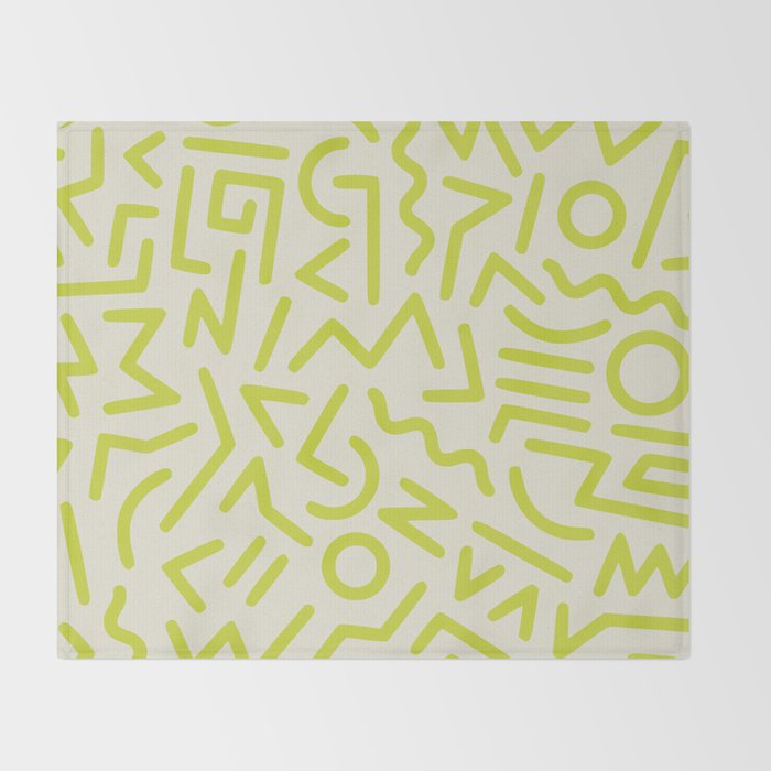 Chartreuse abstract line art 16 Throw Blanket Gallery Image 2