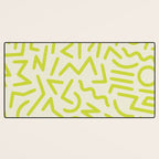 Chartreuse abstract line art 16 Desk Mat Gallery Image 3