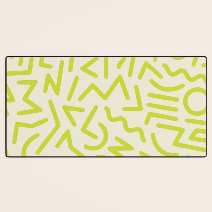 Chartreuse abstract line art 16 Desk Mat Gallery Image 3