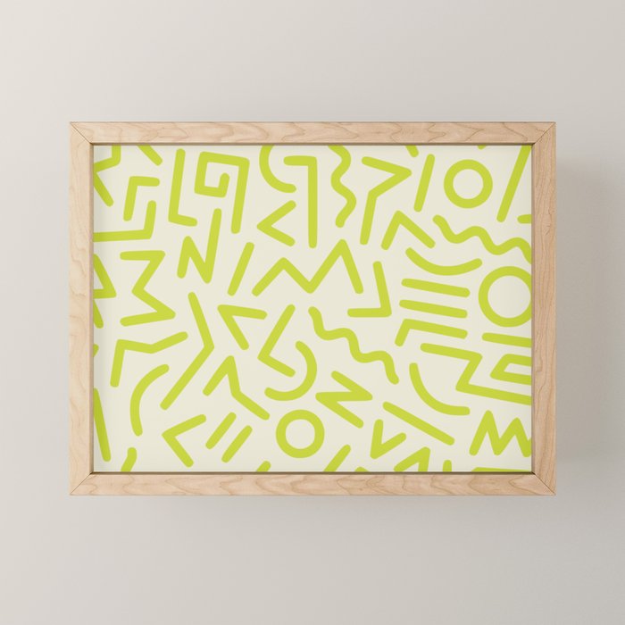 Chartreuse abstract line art 16 Mini Art Print Gallery Image 1
