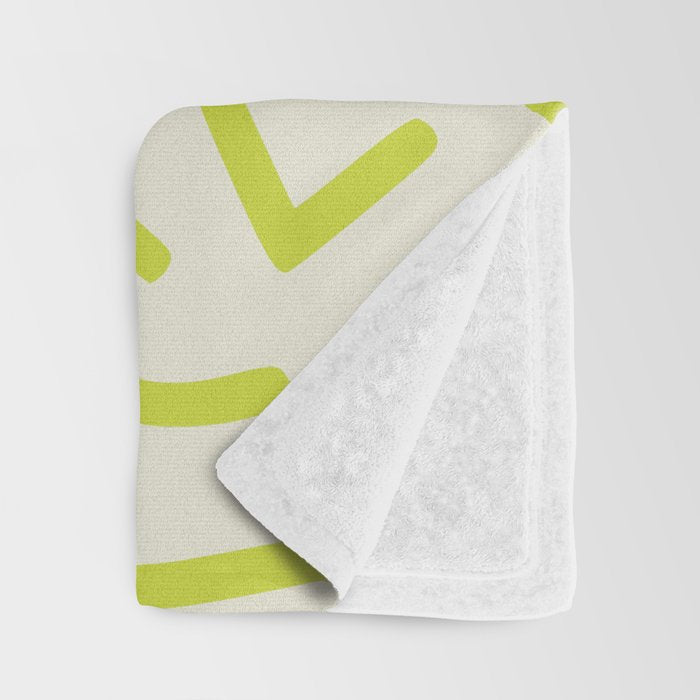 Chartreuse abstract line art 16 Throw Blanket Gallery Image 3