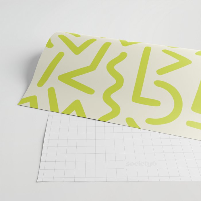 Chartreuse abstract line art 16 Wrapping Paper Gallery Image 2