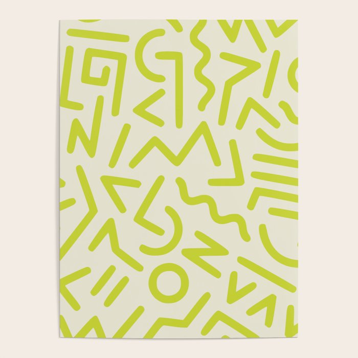 Chartreuse abstract line art 16 Poster Gallery Image 1