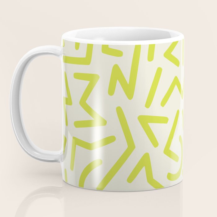 Chartreuse abstract line art 16 Coffee Mug Gallery Image 3