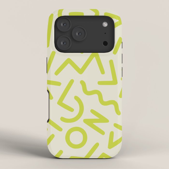 Chartreuse abstract line art 16 iPhone Case Gallery Image 3