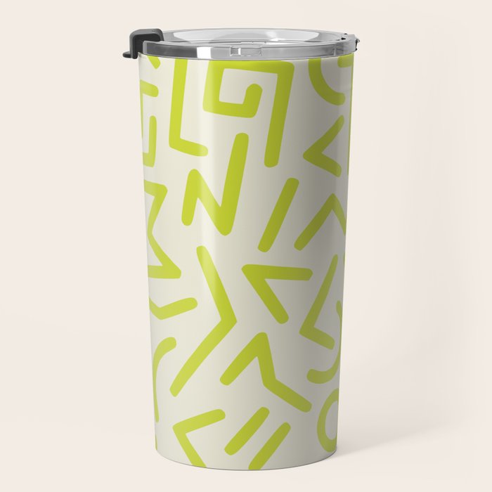 Chartreuse abstract line art 16 Travel Mug Gallery Image 3