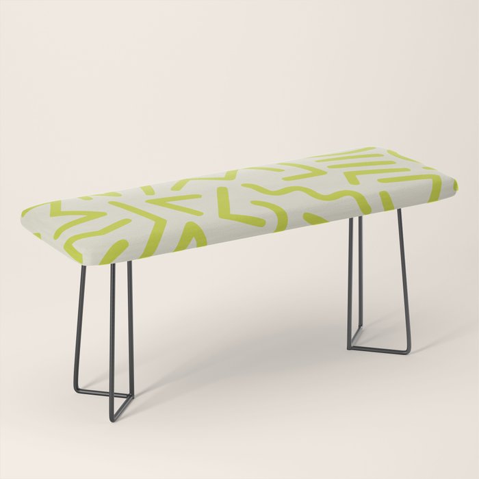 Chartreuse abstract line art 16 Bench Gallery Image 1