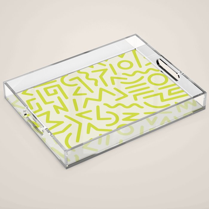 Chartreuse abstract line art 16 Acrylic Tray Gallery Image 1