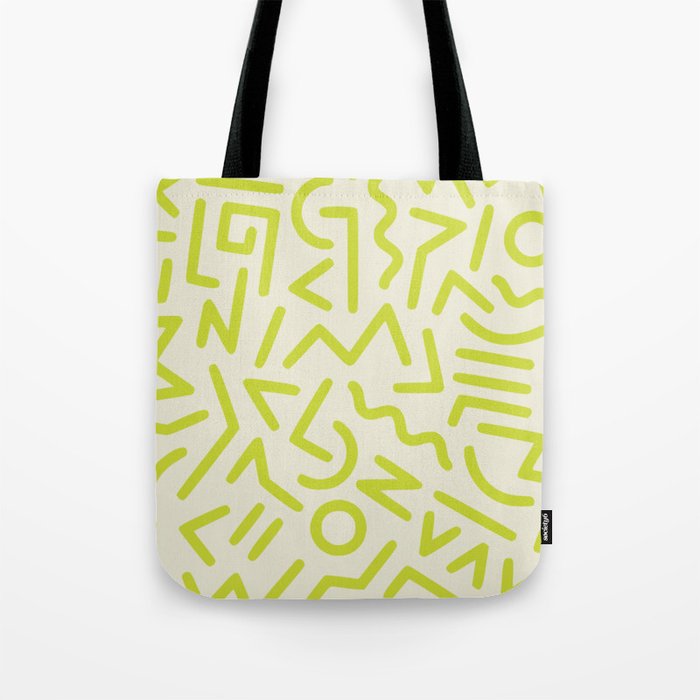 Chartreuse abstract line art 16 Tote Bag Gallery Image 1