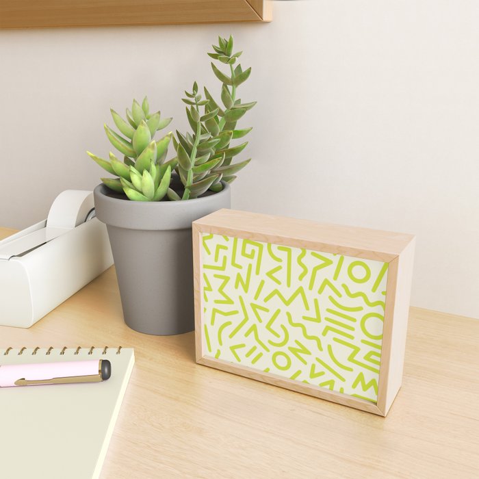 Chartreuse abstract line art 16 Mini Art Print Gallery Image 2
