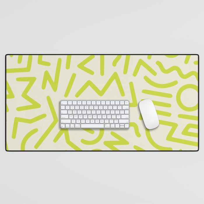 Chartreuse abstract line art 16 Desk Mat Gallery Image 1
