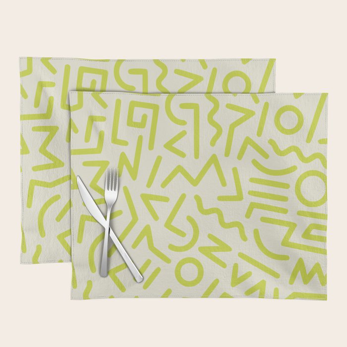 Chartreuse abstract line art 16 Placemat Gallery Image 1