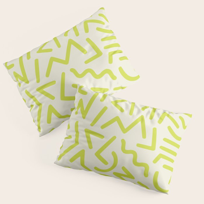 Chartreuse abstract line art 16 Pillow Sham Gallery Image 3