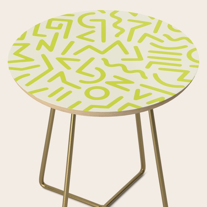 Chartreuse abstract line art 16 Side Table Gallery Image 2
