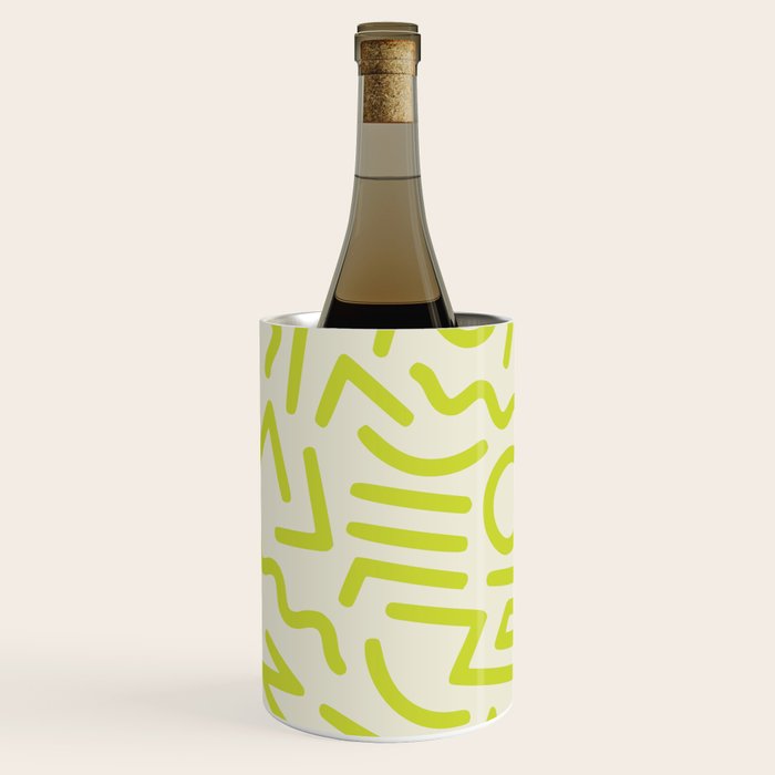 Chartreuse abstract line art 16 Wine Chiller Gallery Image 3