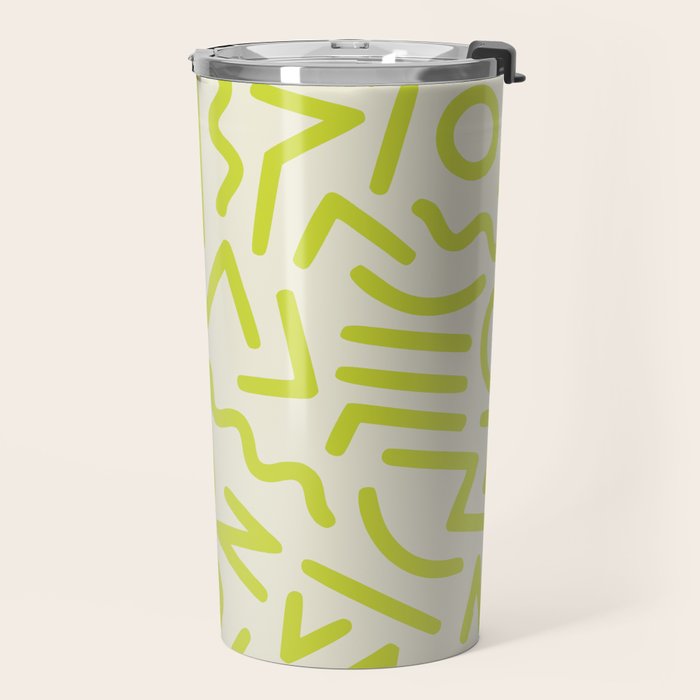 Chartreuse abstract line art 16 Travel Mug Gallery Image 2