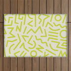 Chartreuse abstract line art 16 Outdoor Rug Gallery Image 1