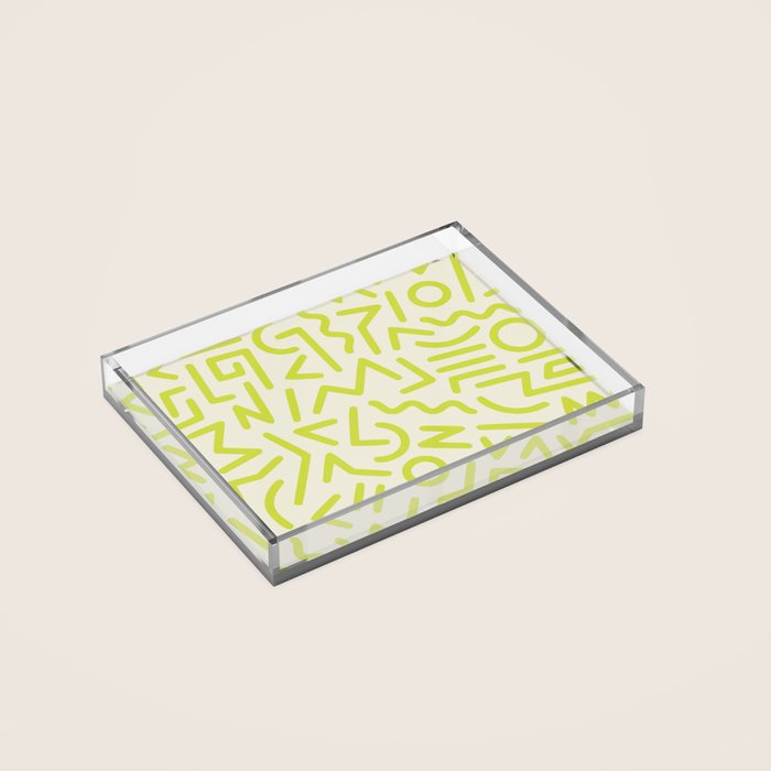 Chartreuse abstract line art 16 Acrylic Tray Gallery Image 2
