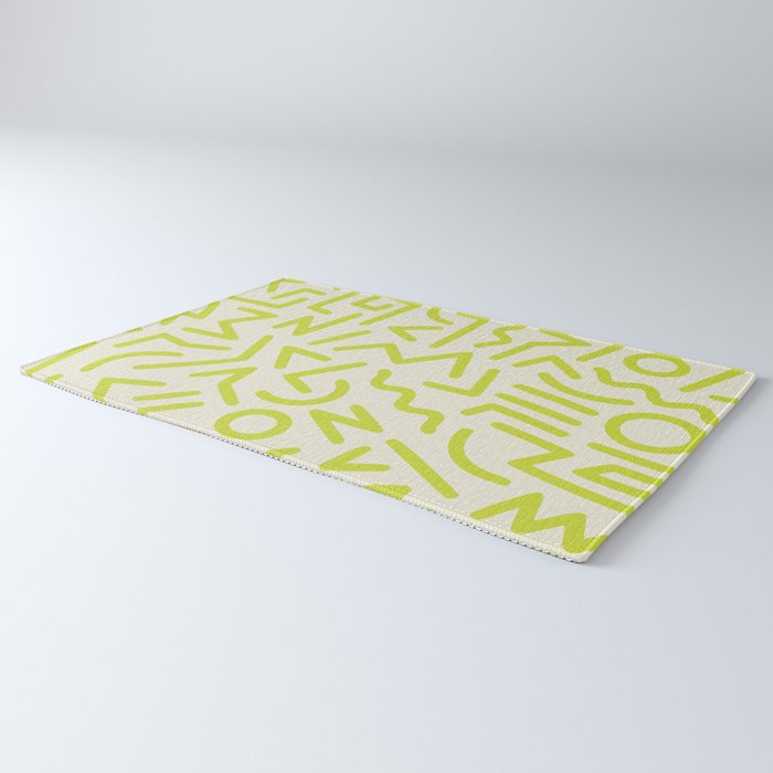 Chartreuse abstract line art 16 Rug Gallery Image 3