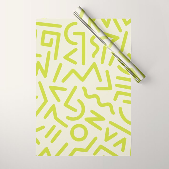 Chartreuse abstract line art 16 Wrapping Paper Gallery Image 1