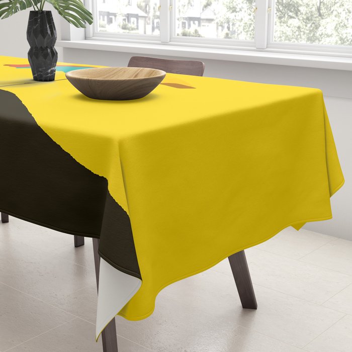 Colorful Parasol Black Yellow Background #decor #society6 #buyart Tablecloth Gallery Image 3