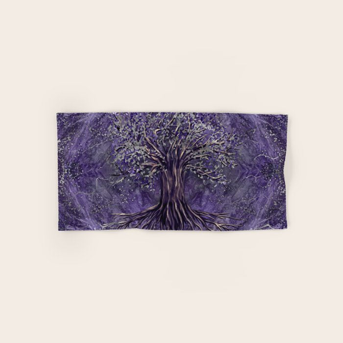 Tree of life -Yggdrasil Amethyst and silver Towels Gallery Image 1